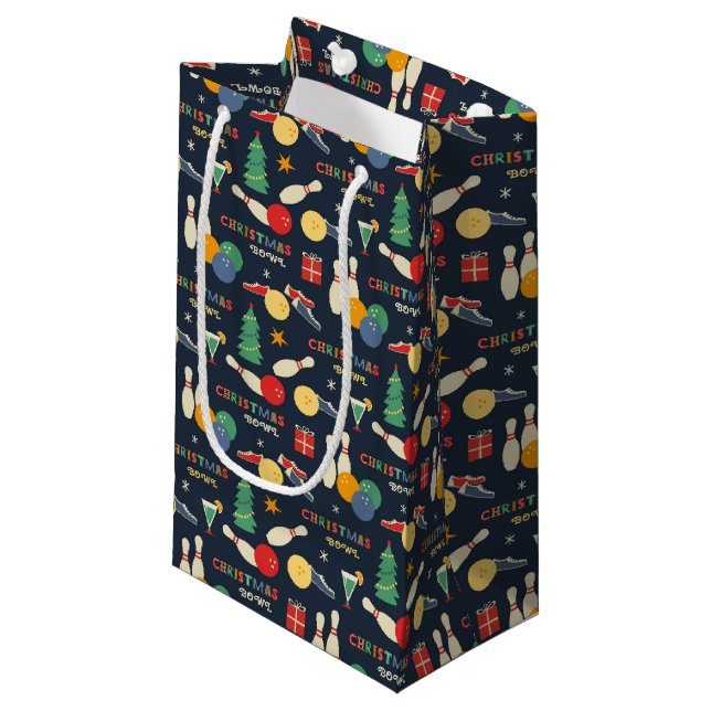 Petit Sac Cadeau Motif de Noël rétro (Devant Angle)
