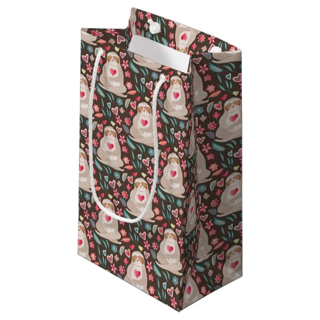 Petit Sac Cadeau Motif de paresse de Valentine (Devant Angle)
