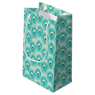 Petit Sac Cadeau Motif de plumes de paon