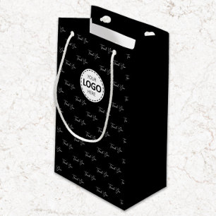Petit Sac Cadeau Motif de remerciement avec logo personnalisé noir