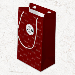 Petit Sac Cadeau Motif de remerciement avec logo personnalisé Rouge
