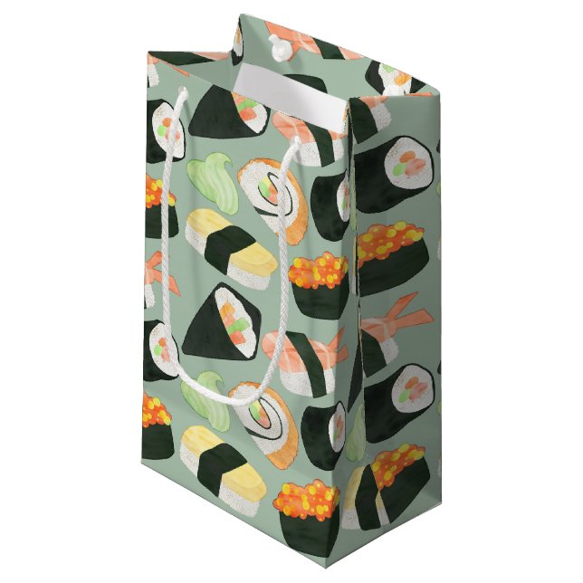 Petit Sac Cadeau Motif de sushi d'aquarelle (Devant Angle)