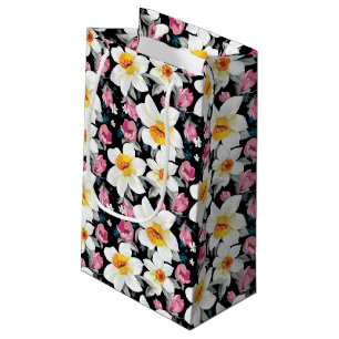 Petit Sac Cadeau Motif d'élégance avec des fleurs de narcisse