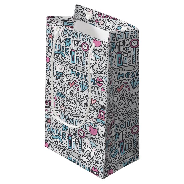 Petit Sac Cadeau Motif dentaire de bande dessinée (Devant Angle)