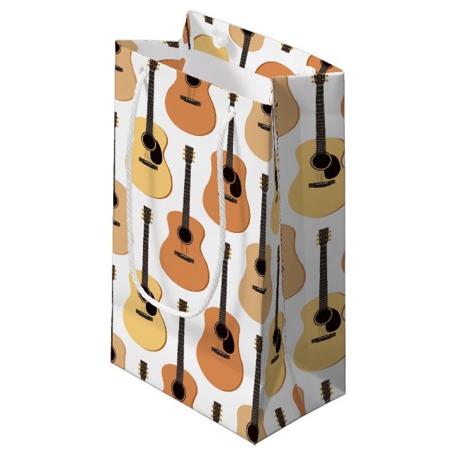Petit Sac Cadeau Motif des guitares acoustiques (Devant Angle)