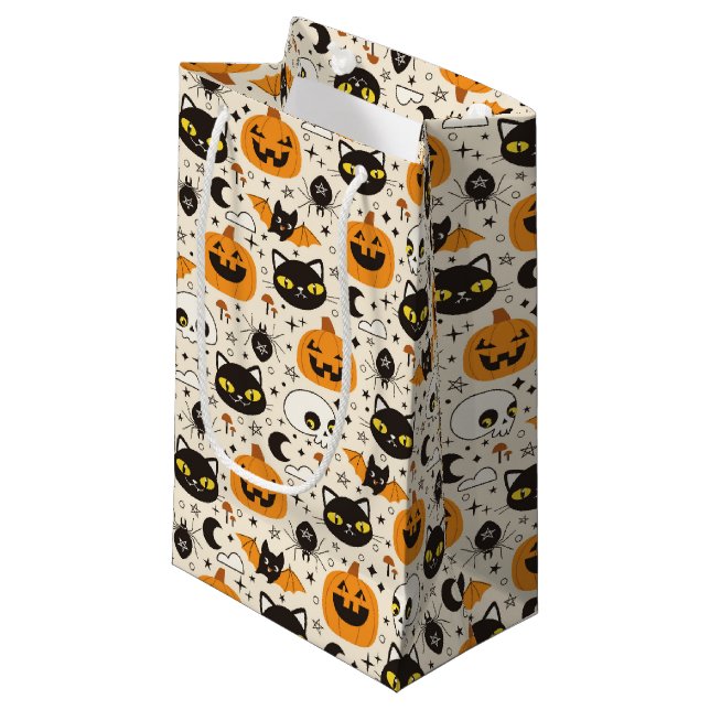 Petit Sac Cadeau Motif d'Halloween rétro (Devant Angle)
