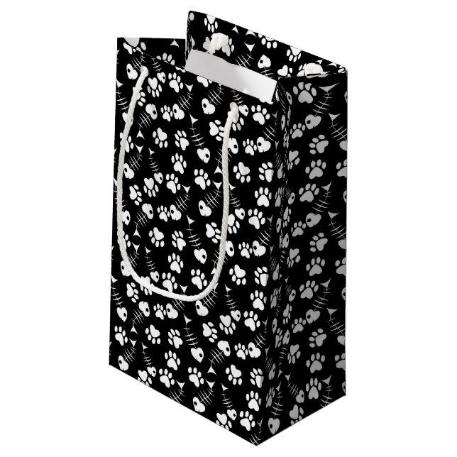 Petit Sac Cadeau motif d'impression de chat d'os de poissons (Dos Angle)