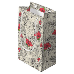 Petit Sac Cadeau Motif du jardin de fleurs de pavot