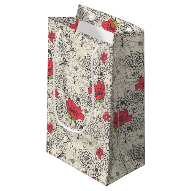 Petit Sac Cadeau Motif du jardin de fleurs de pavot (Devant Angle)