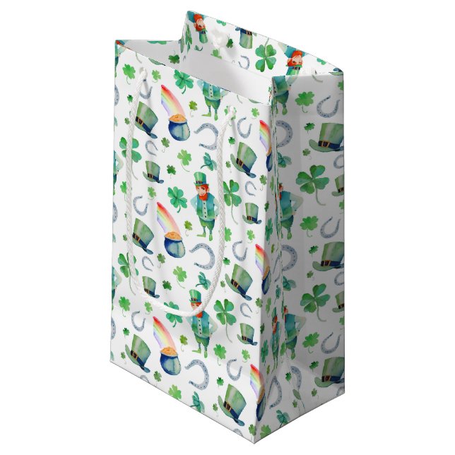 Petit Sac Cadeau Motif du jour de St Patrick d'aquarelle (Devant Angle)