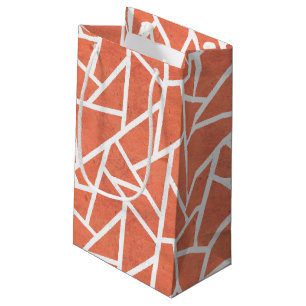 Petit Sac Cadeau Motif en mosaïque orange mandarin