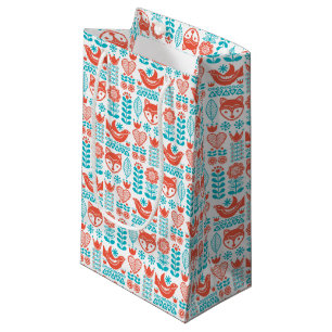 Petit Sac Cadeau Motif finlandais d'art populaire de Fox et