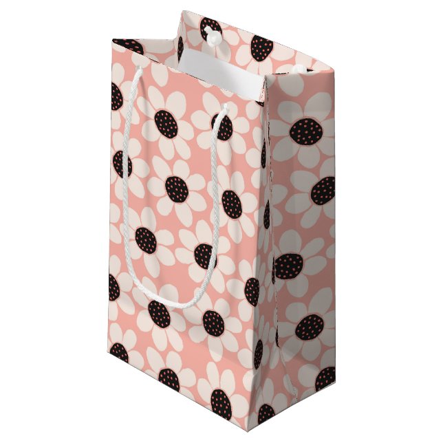 Petit Sac Cadeau Motif Fleur Rose Cute (Devant Angle)