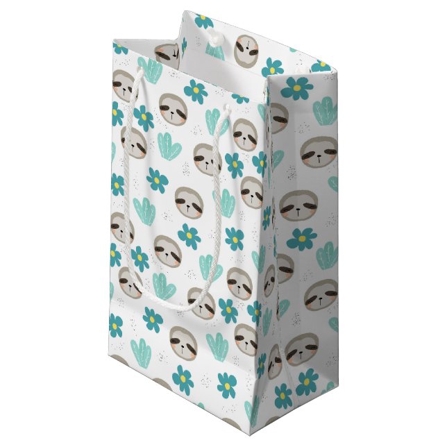 Petit Sac Cadeau Motif floral de paresse douce (Devant Angle)