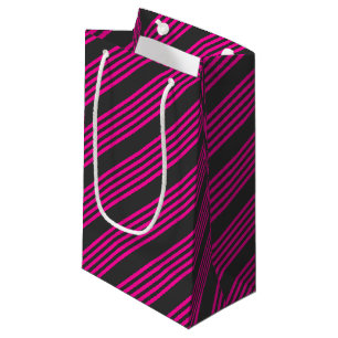 Petit Sac Cadeau Motif Fuchsia et charbon de bois cinq bandes