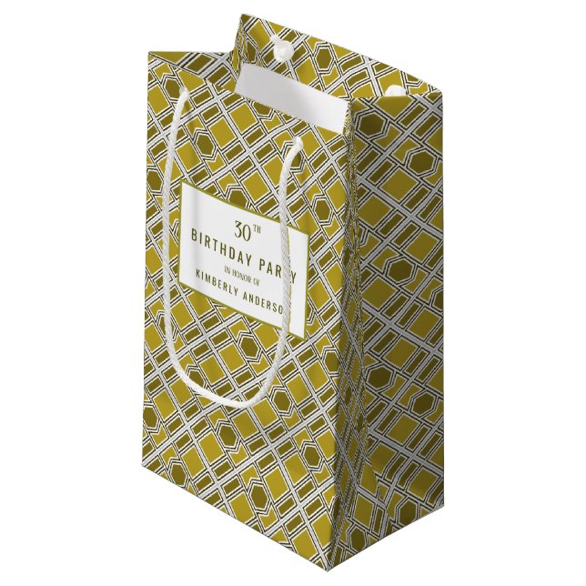 Petit Sac Cadeau Motif géométrique d'or, fête d'anniversaire modern (Devant Angle)