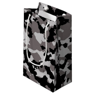 Petit Sac Cadeau Motif gris militaire de camouflage