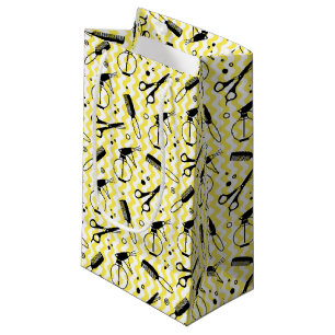 Petit Sac Cadeau Motif jaune d'outil de coiffeur