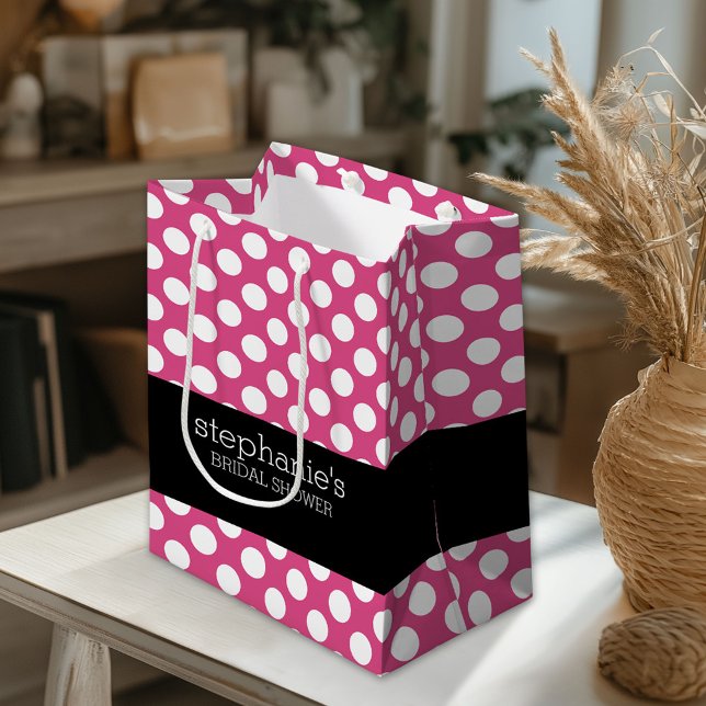 Petit Sac Cadeau Motif Préparatoire Mariage Fushia et Noir (Custom Gift Bag)