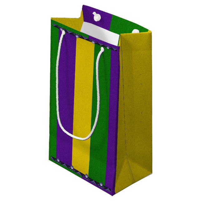 Petit Sac Cadeau Motif rayé de mardi gras (Devant Angle)