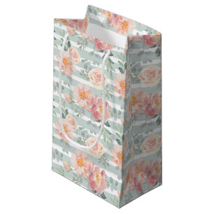 Petit Sac Cadeau Motif rose de rayure d'Alicia