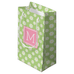 Petit Sac Cadeau Motif rose et vert mignon de marguerites