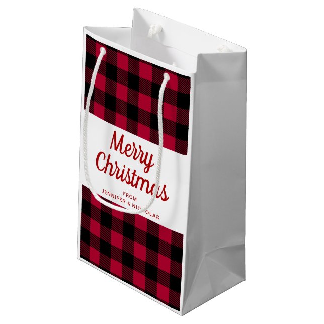 Petit Sac Cadeau Motif rouge classique Joyeux Noël (Dos Angle)