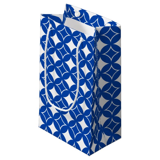 Petit Sac Cadeau Motif shippo bleu et blanc (Devant Angle)