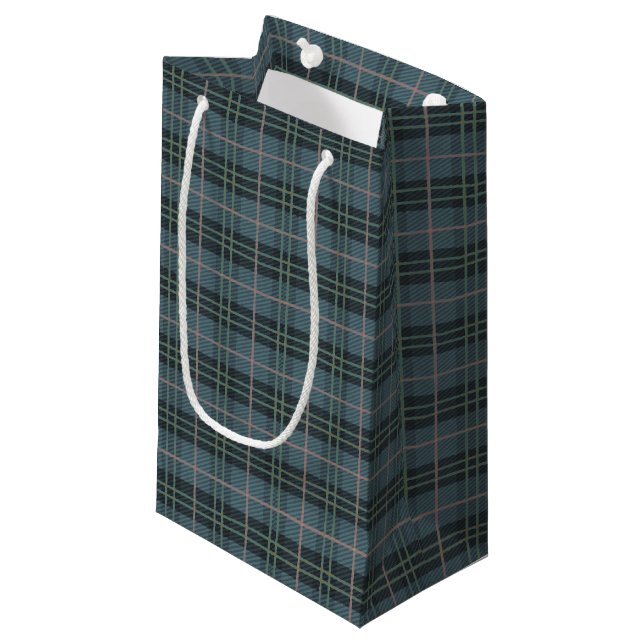Petit Sac Cadeau Motif Tartan Plaid Blue Stripes (Devant Angle)