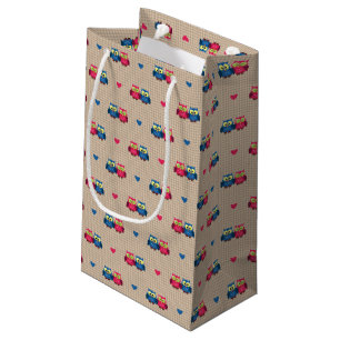 Petit Sac Cadeau Motif vérifié avec des hiboux d'amour