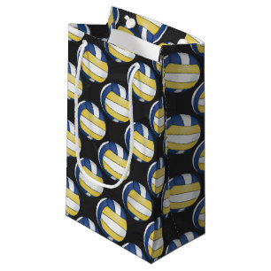 Petit Sac Cadeau Motifs bleus et jaunes de volleyball