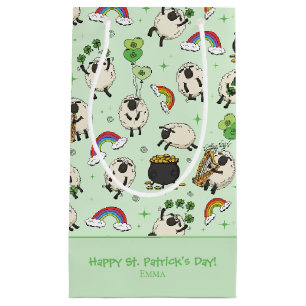 Petit Sac Cadeau Moutons et trèfles de la Saint-Patrick verts pour