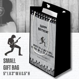 Petit Sac Cadeau Musicien grunge argent Joyeux anniversaire