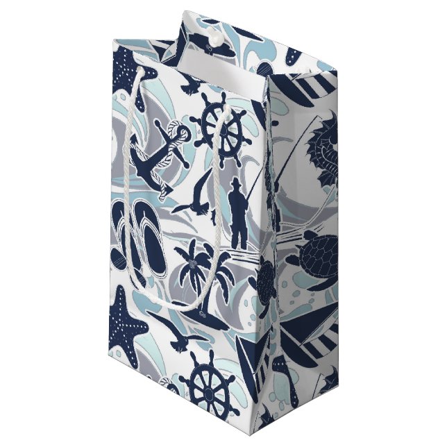 Petit Sac Cadeau Nautical Beach (Devant Angle)