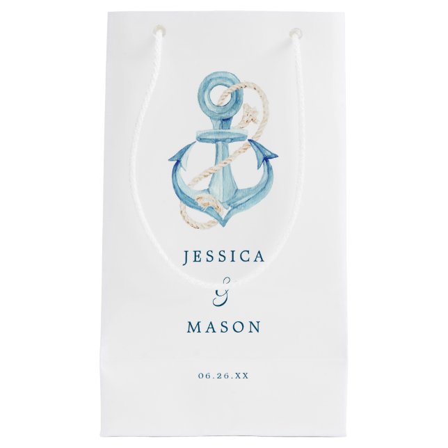 Petit Sac Cadeau Nautical Navy Hotel Mariage Cadeau (Devant)