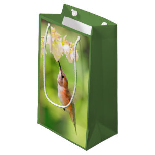 Petit Sac Cadeau Nectar roux des coquilles de colibri bleuté fleur