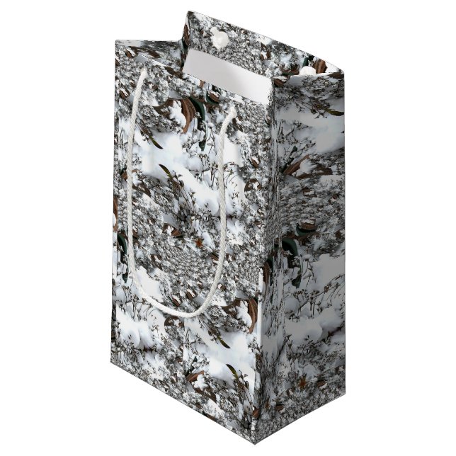 Petit Sac Cadeau Neige Abstraite (Devant Angle)