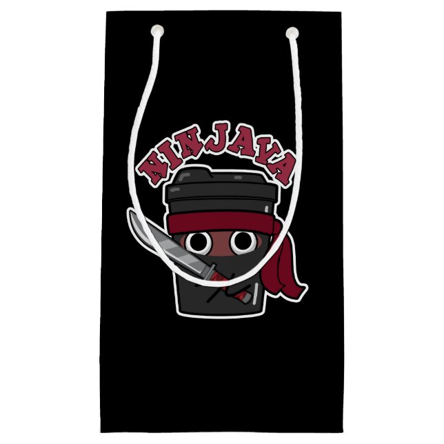 Petit Sac Cadeau Ninjava Funny Ninja Javascript Coffee Pun Dark BG (Devant)