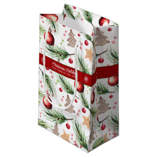 Petit Sac Cadeau Noël Aquarelle Vacances Décoration Motif