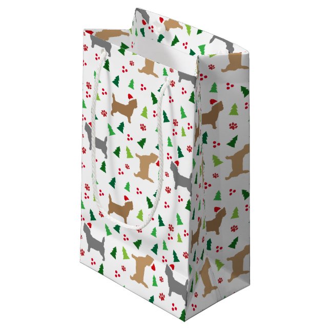 Petit Sac Cadeau Noël Cairn Terrier Chien Howliday Tree (Devant Angle)