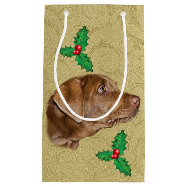 Petit Sac Cadeau Noël, chien de labrador retriever (Devant)
