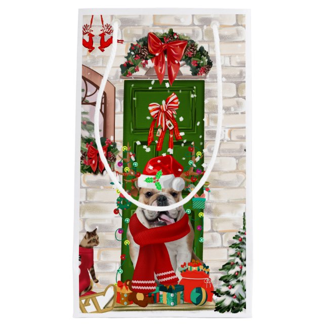 Petit Sac Cadeau Noël de Bulldog anglais (Devant)