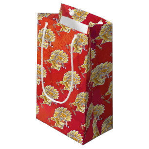 Petit Sac Cadeau Noël de poulet en rouge