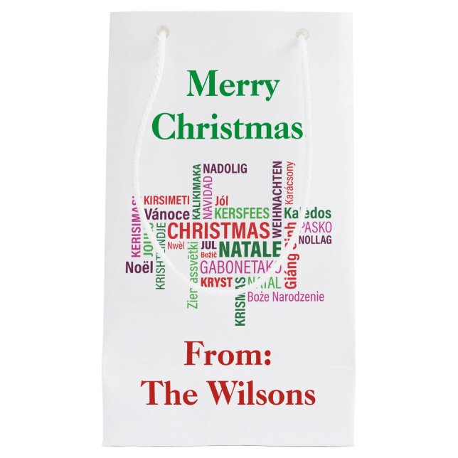 Petit Sac Cadeau Noël Langues Différentes Mot Cloud Personnalisé (Devant)