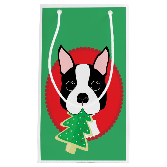 Petit Sac Cadeau Noël lunatique de Boston Terrier (Devant)
