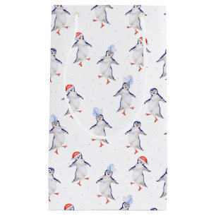 Petit Sac Cadeau Noël mignon Danser Pingouins Motif Petit Cadeau