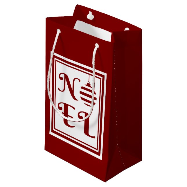 Petit Sac Cadeau NOEL Noël Vacances Rouge et Blanc (Devant Angle)