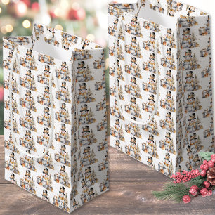 Petit Sac Cadeau Noël Noir Blanc