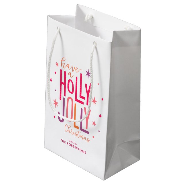 Petit Sac Cadeau Noël personnalisé "Holly Jolly" (Dos Angle)