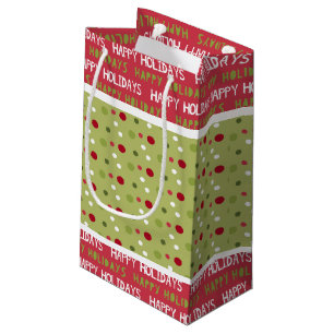 Petit Sac Cadeau Noël rouge, blanc et vert